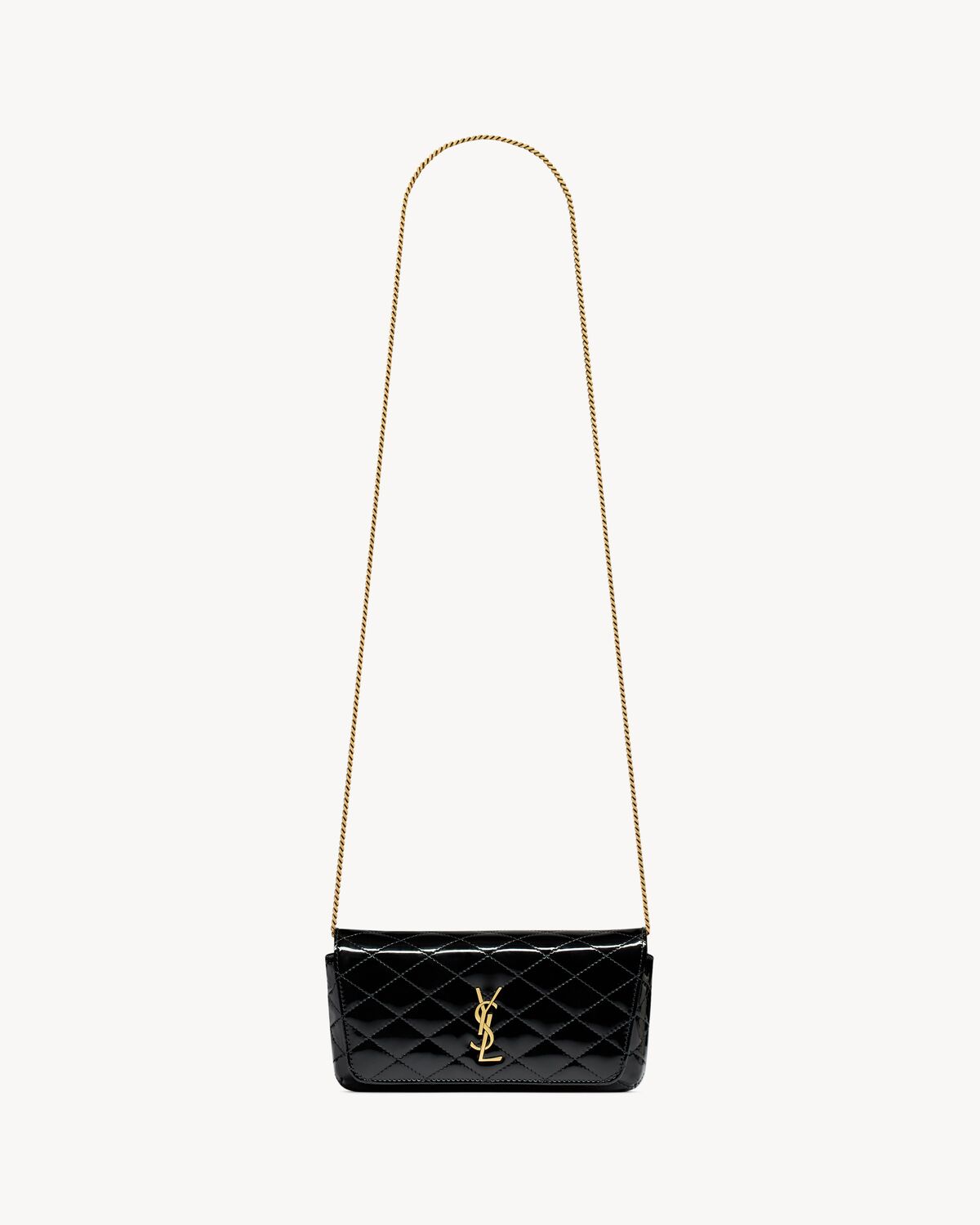 YSL Gaby Chain Phone Holder in Patent Leather - Image 1